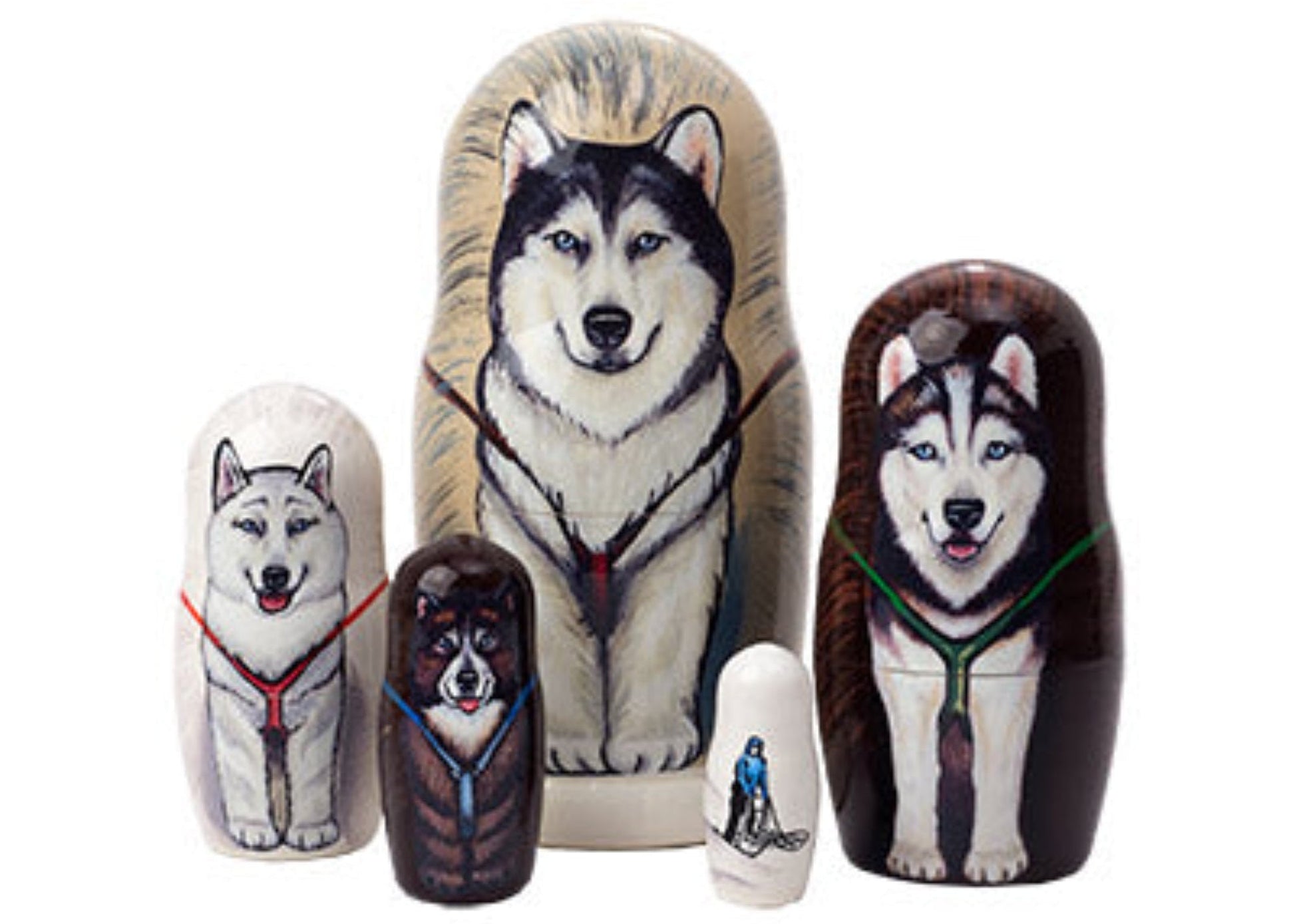 Animal Stacking Dolls Dog Sled Team 5pc/6"