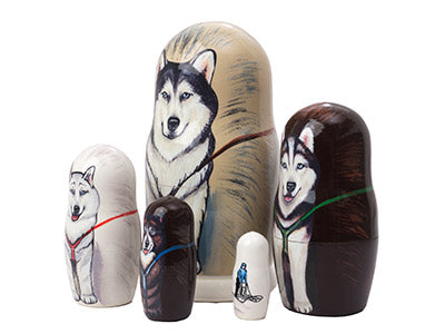 Animal Stacking Dolls Dog Sled Team 5pc/6"