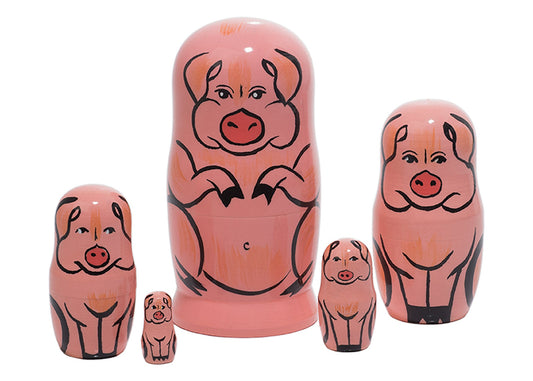Animal Stacking Dolls Happy Hogs 5pc/6”