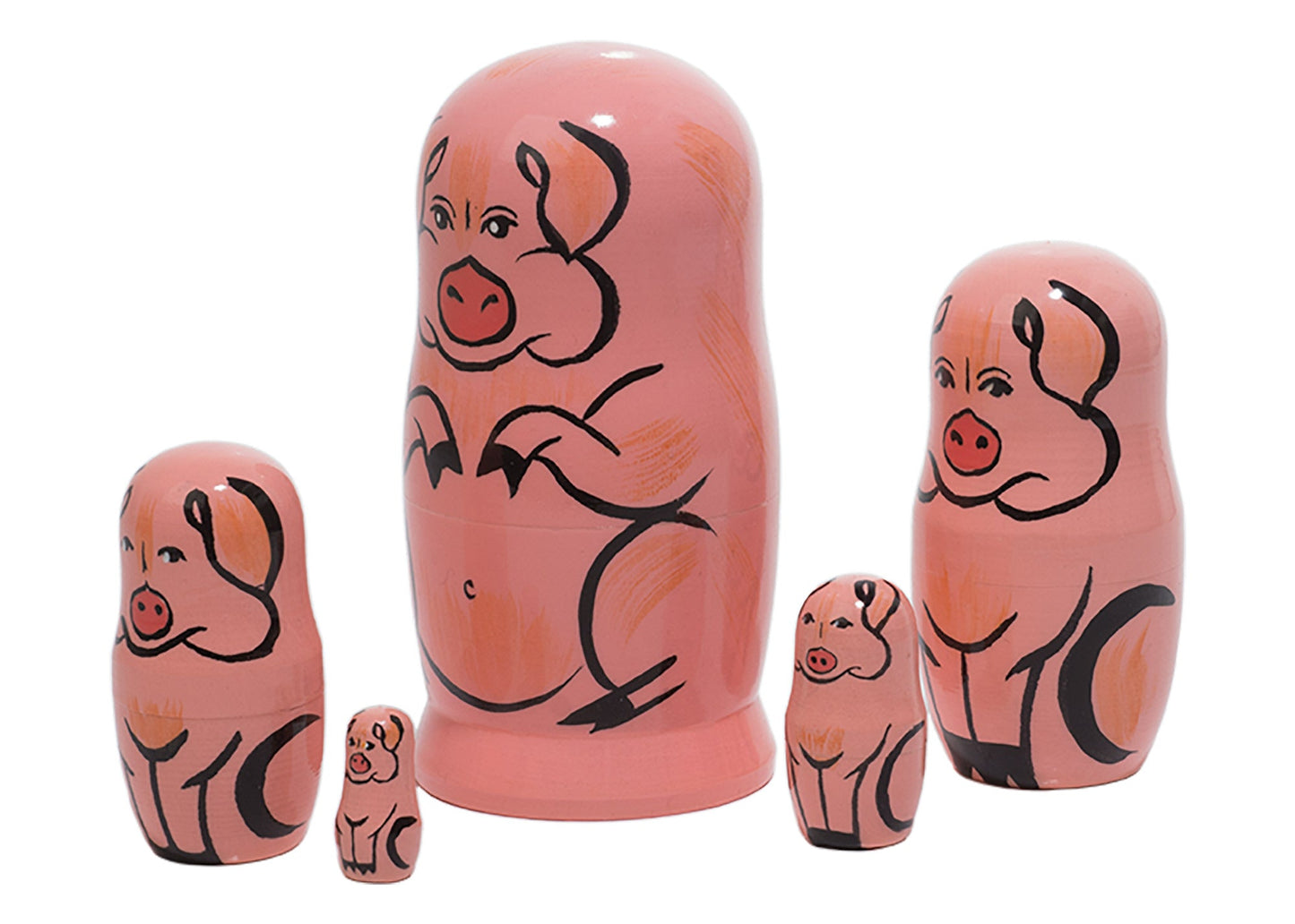 Animal Stacking Dolls Happy Hogs 5pc/6”