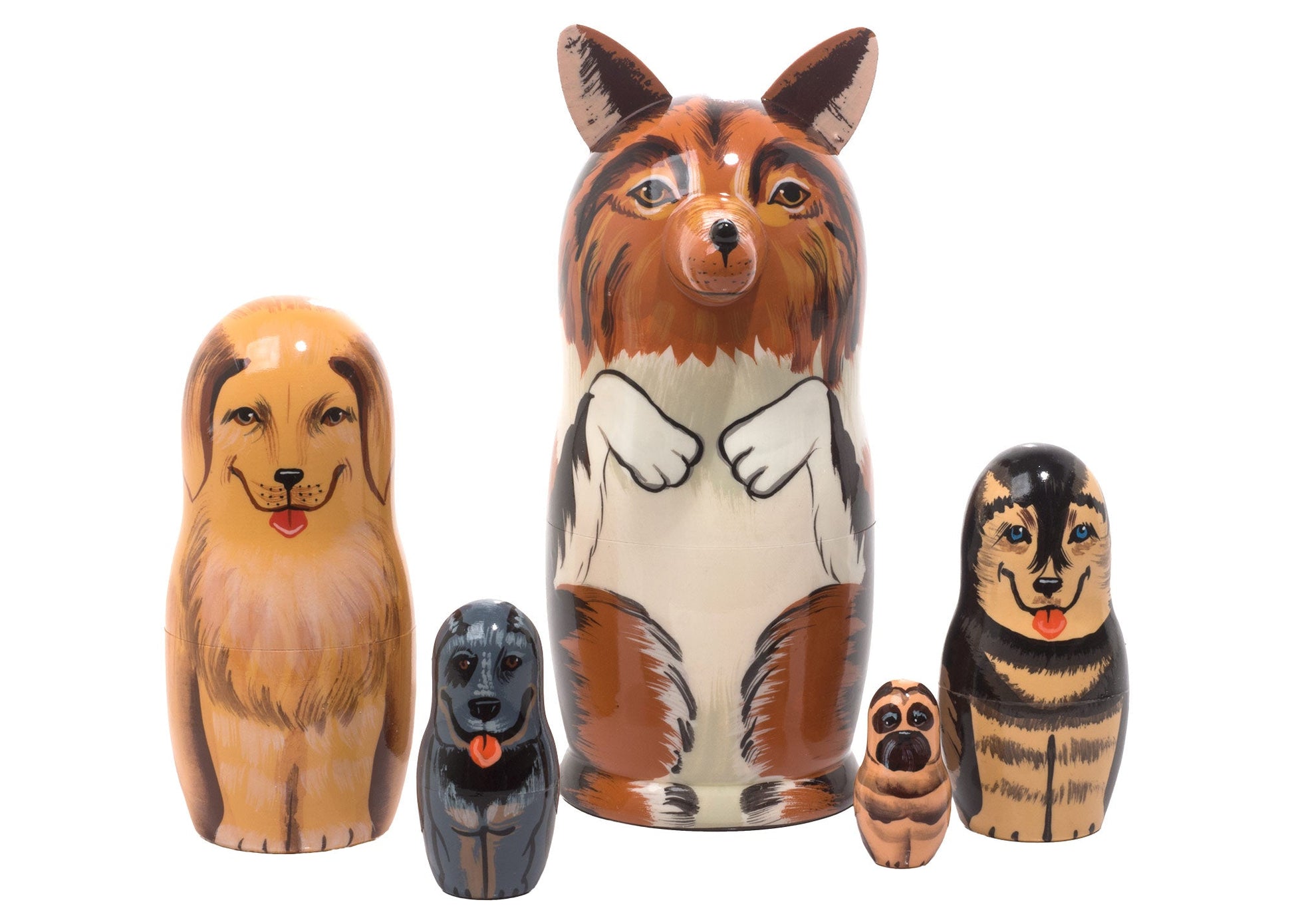 Animal Stacking Dolls Stray Dogs 5pc/6"