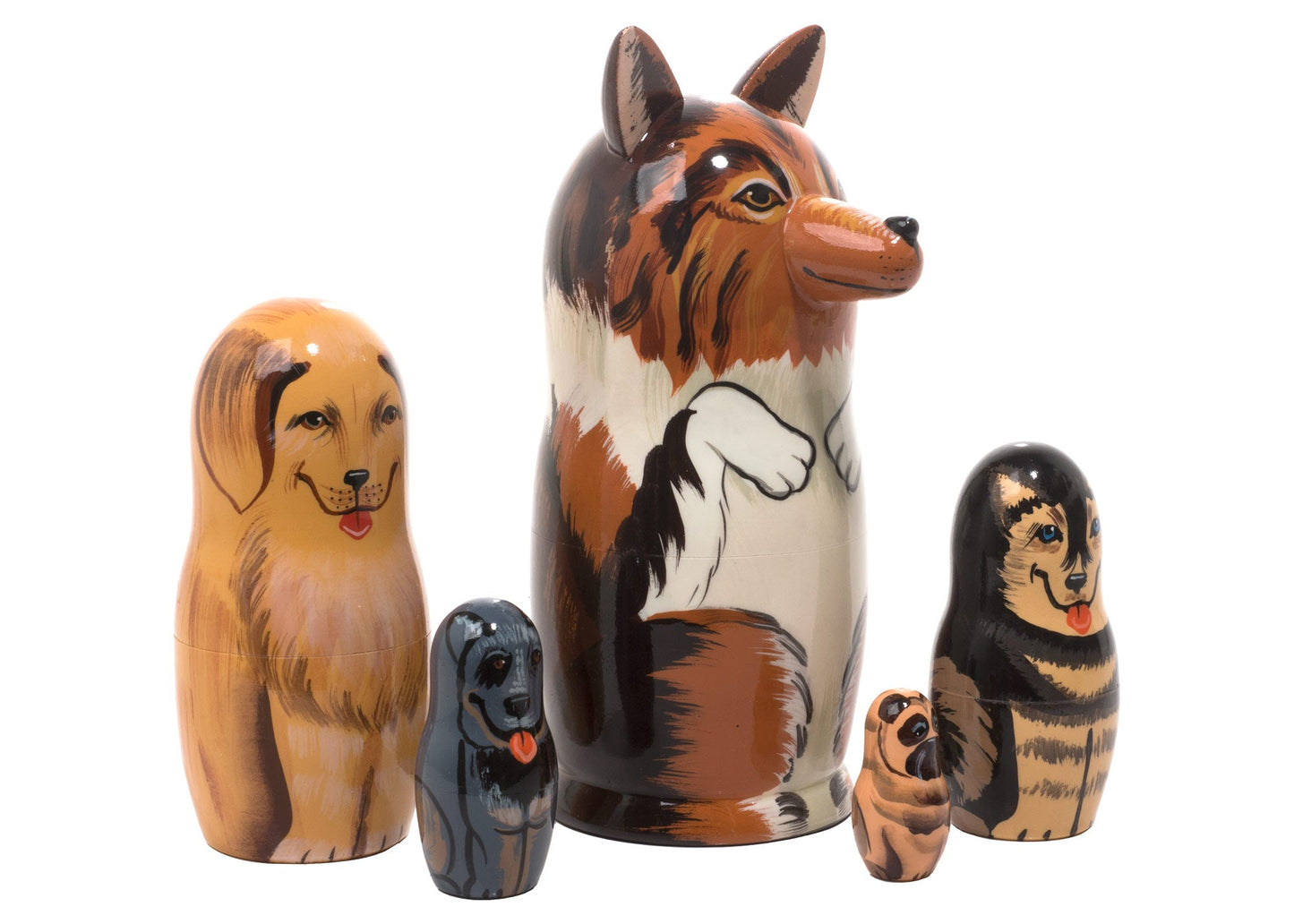 Animal Stacking Dolls Stray Dogs 5pc/6"