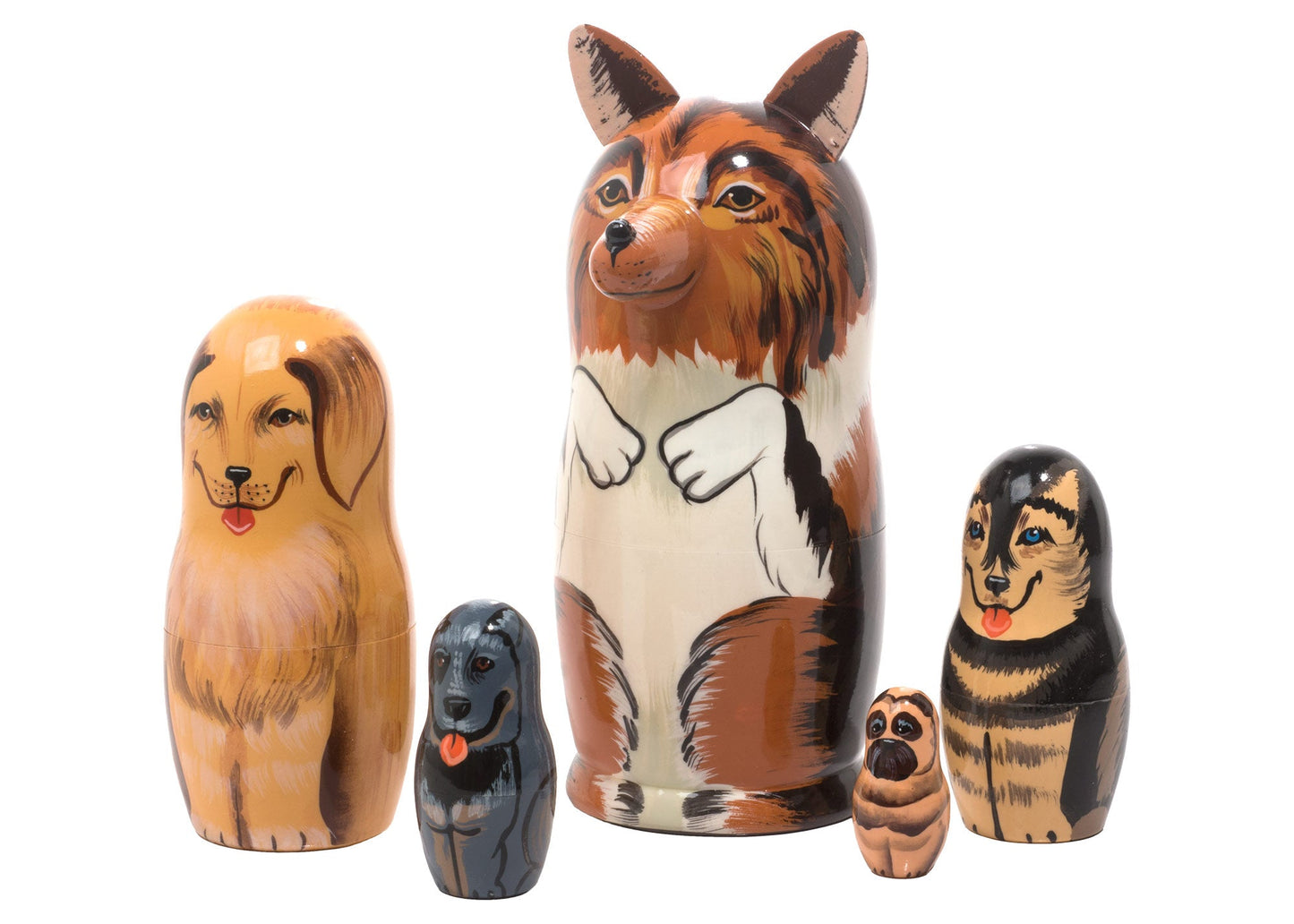 Animal Stacking Dolls Stray Dogs 5pc/6"