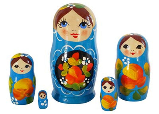 Babushka Dolls Light Blue 5pc/4”