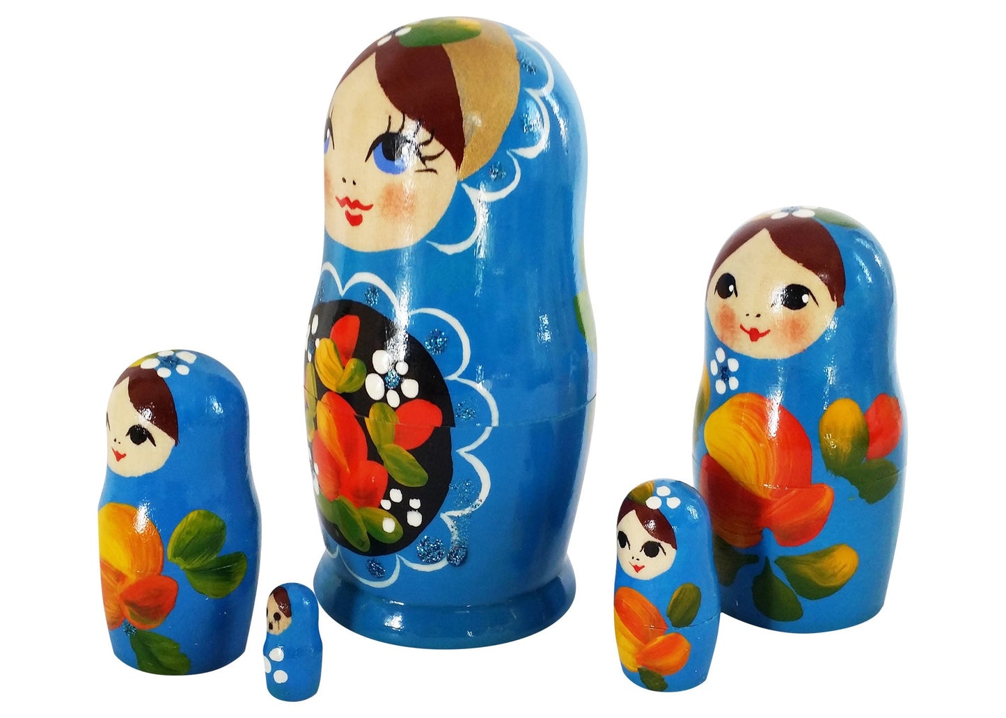 Babushka Dolls Light Blue 5pc/4”