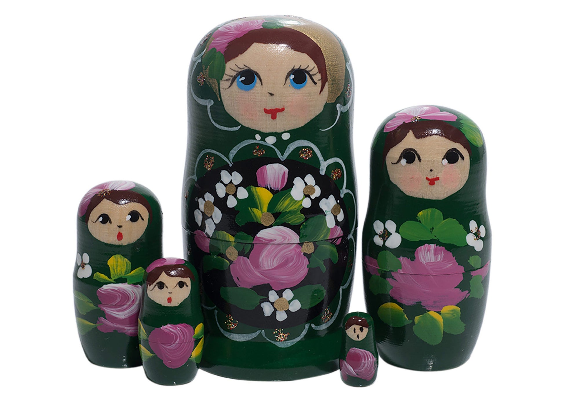 Babushka Stacking Dolls Green 5pc/4”