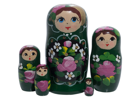 Babushka Stacking Dolls Green 5pc/4”