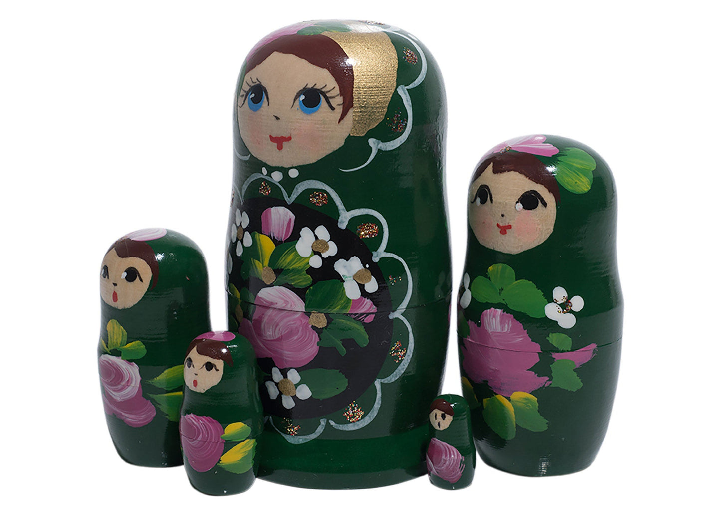 Babushka Stacking Dolls Green 5pc/4”