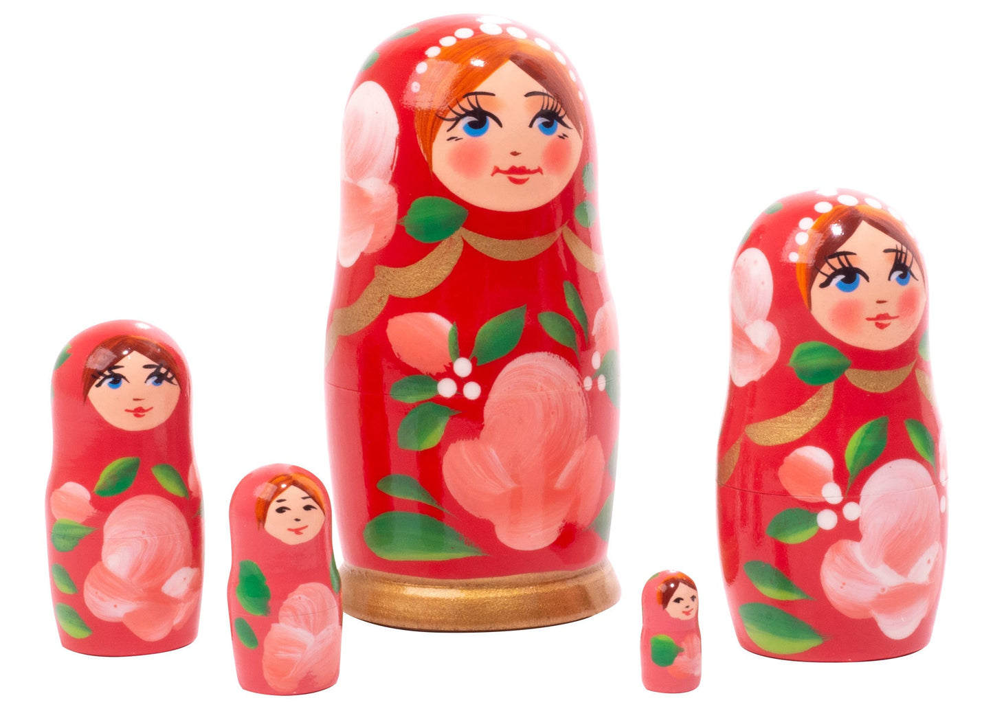 Babushka Stacking Dolls Red Babushka 5pc/4''