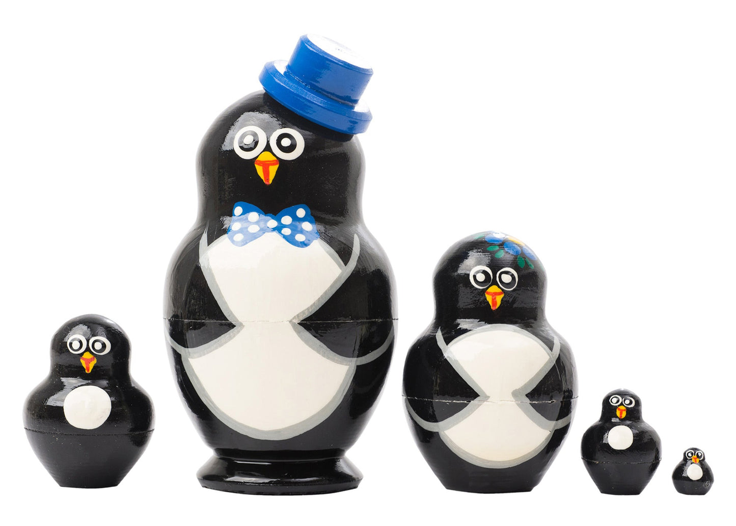 Bird Nesting Dolls Happy Penguins 5pc/4"
