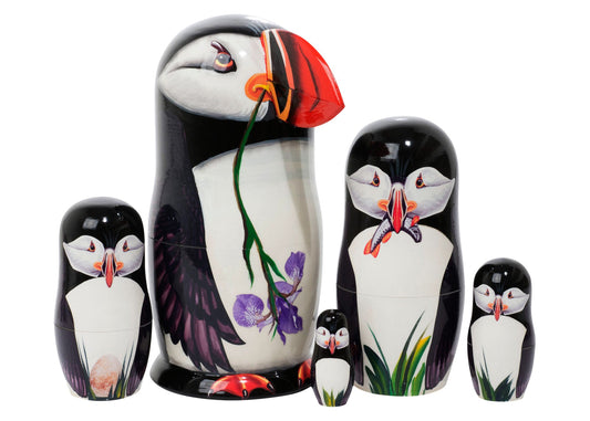 Bird Nesting Dolls Puffins 5pc/6"