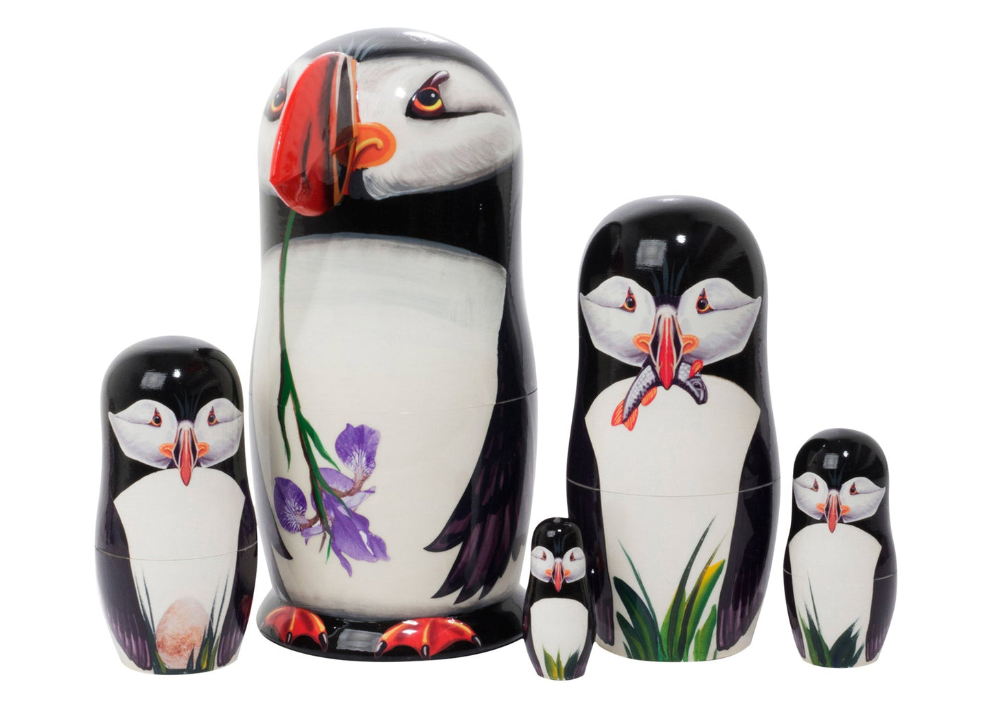 Bird Nesting Dolls Puffins 5pc/6"