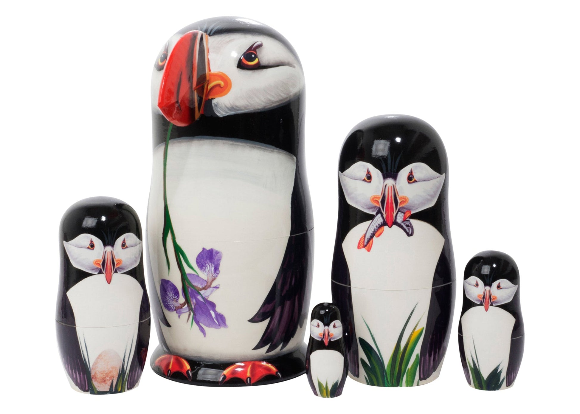 Bird Nesting Dolls Puffins 5pc/6"