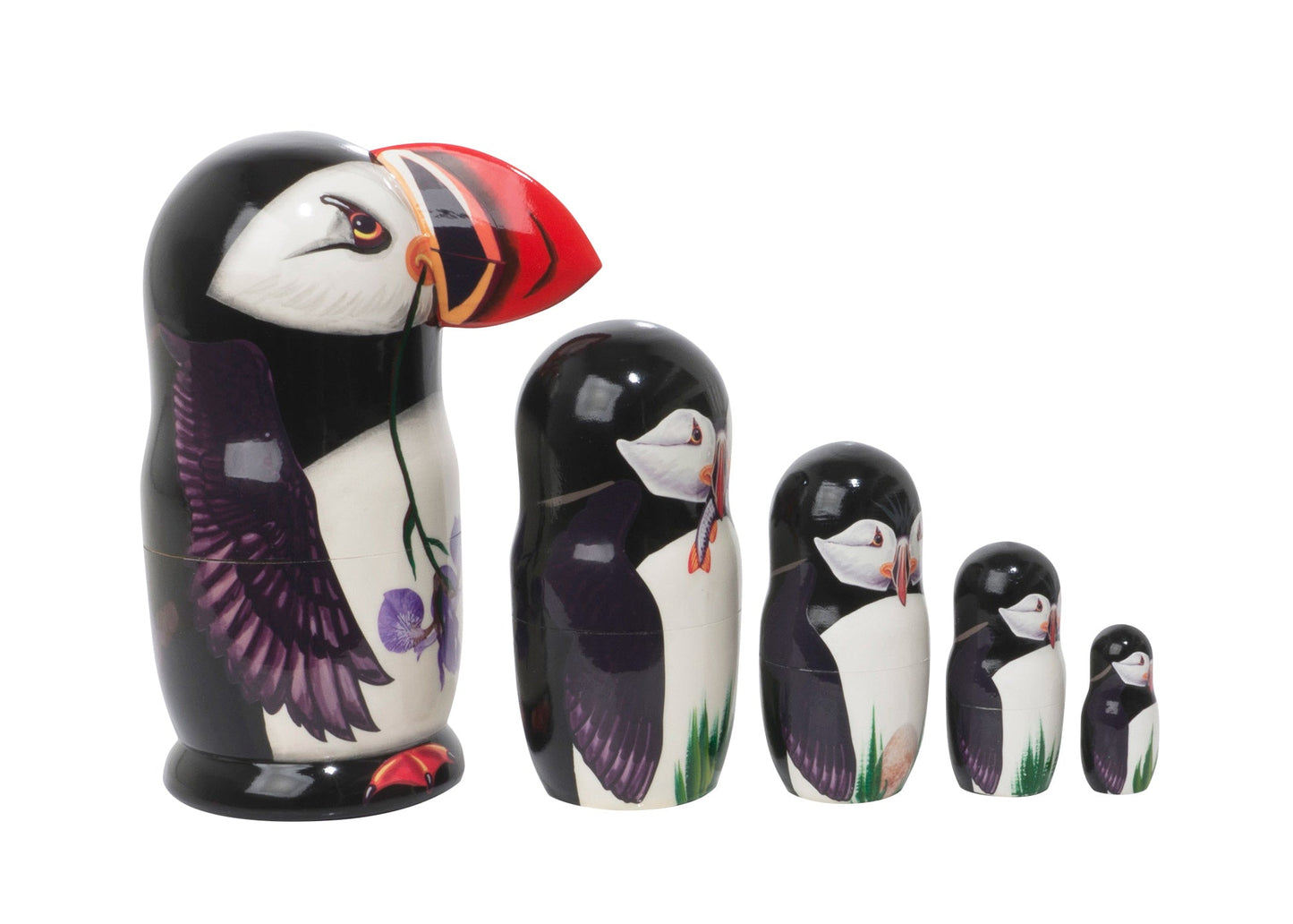 Bird Nesting Dolls Puffins 5pc/6"
