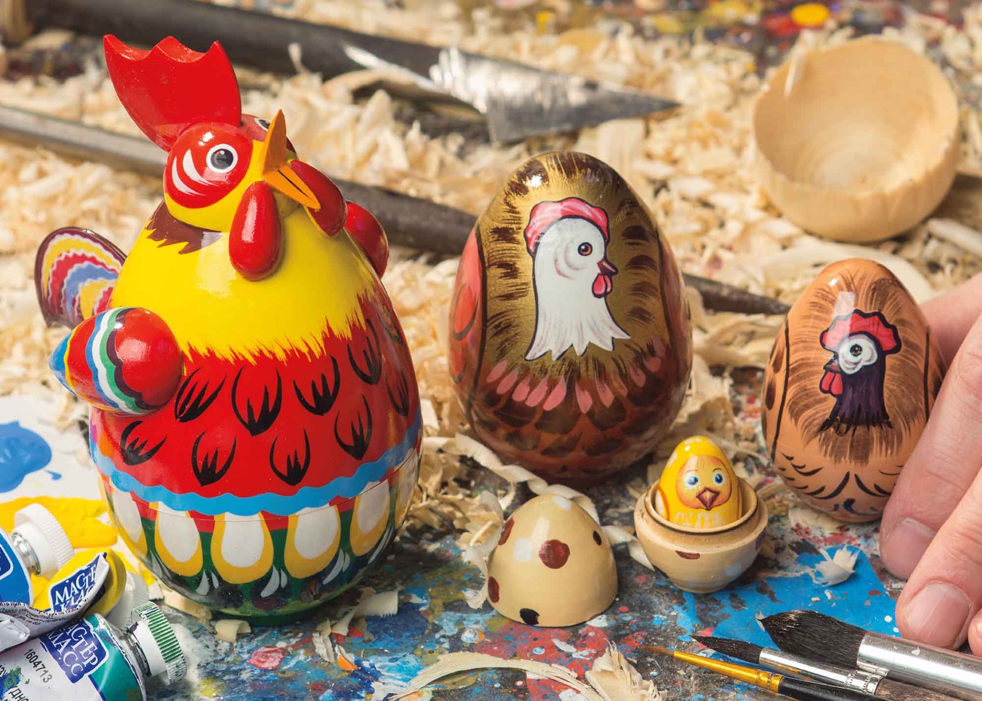 Bird Nesting Dolls Raucous Rooster 5pc/5"