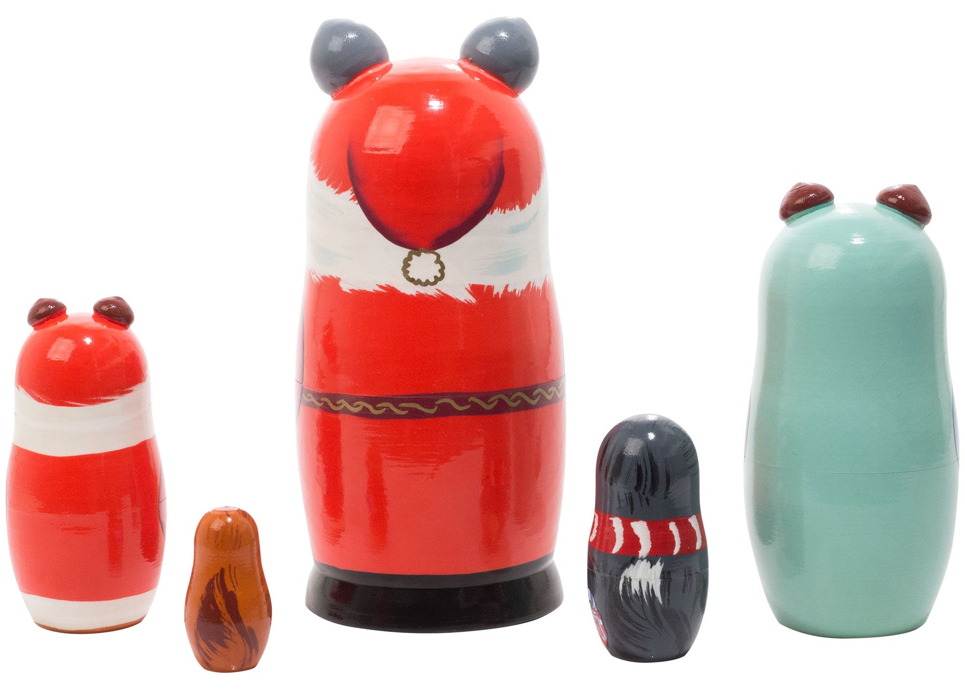Cat Babushka Dolls Christmas Cats 5pc/8.5"