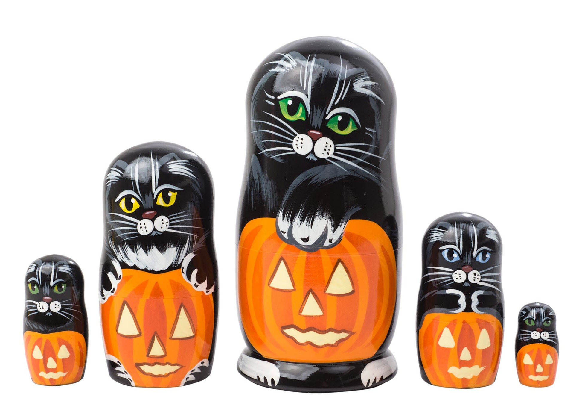 Cat Babushka Dolls Halloween Cats 5pc/6''