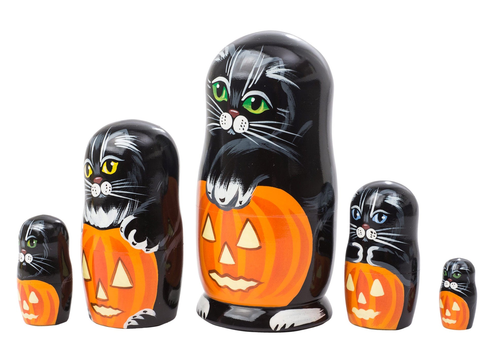 Cat Babushka Dolls Halloween Cats 5pc/6''