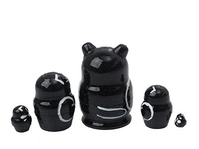 Cat Babushka Dolls Miniature Black Cat 5pc/1''