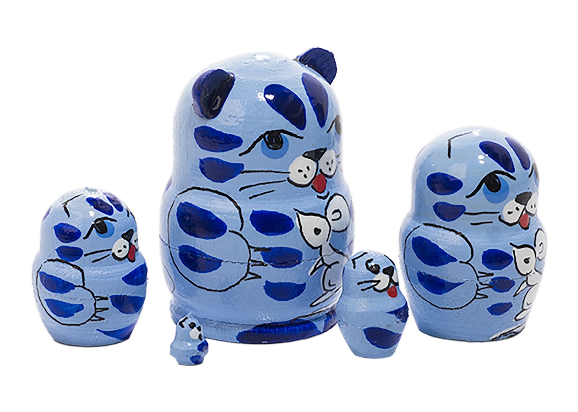 Cat Babushka Dolls Miniature Blue Cat 5pc/1''