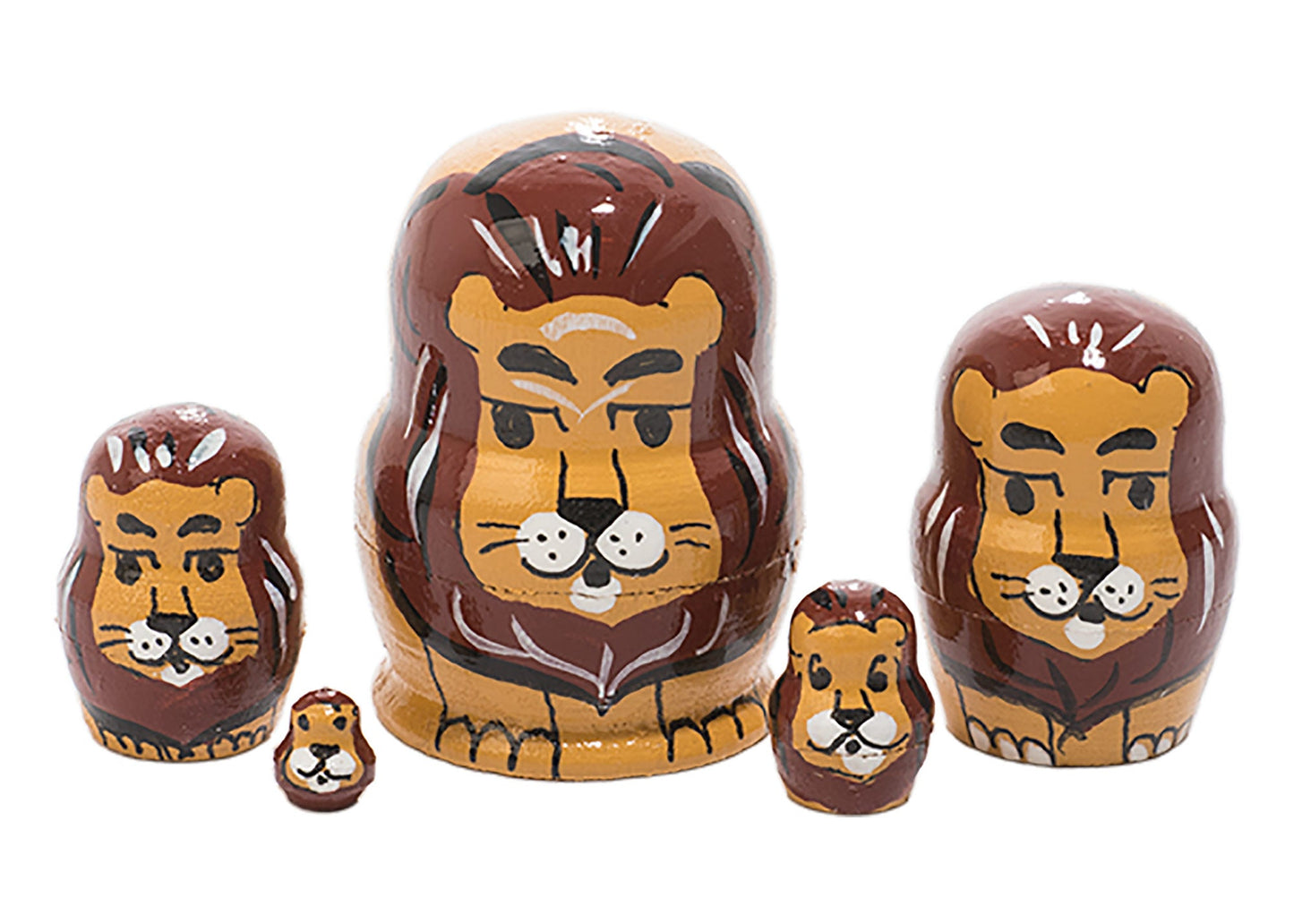 Cat Babushka Dolls Miniature Lion 5pc/1''
