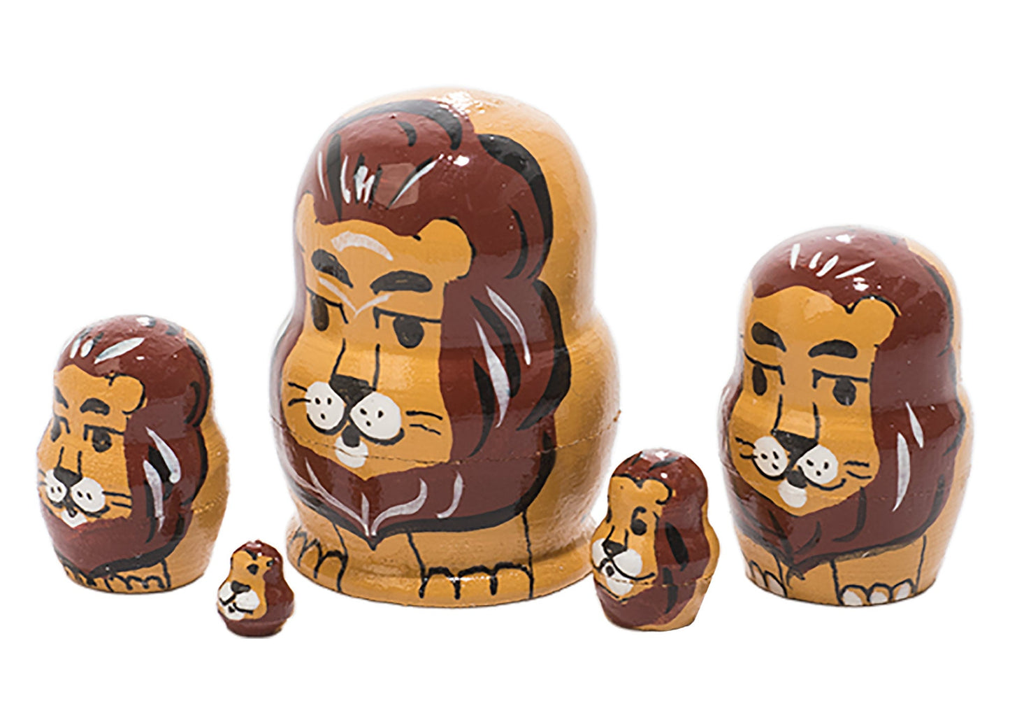 Cat Babushka Dolls Miniature Lion 5pc/1''