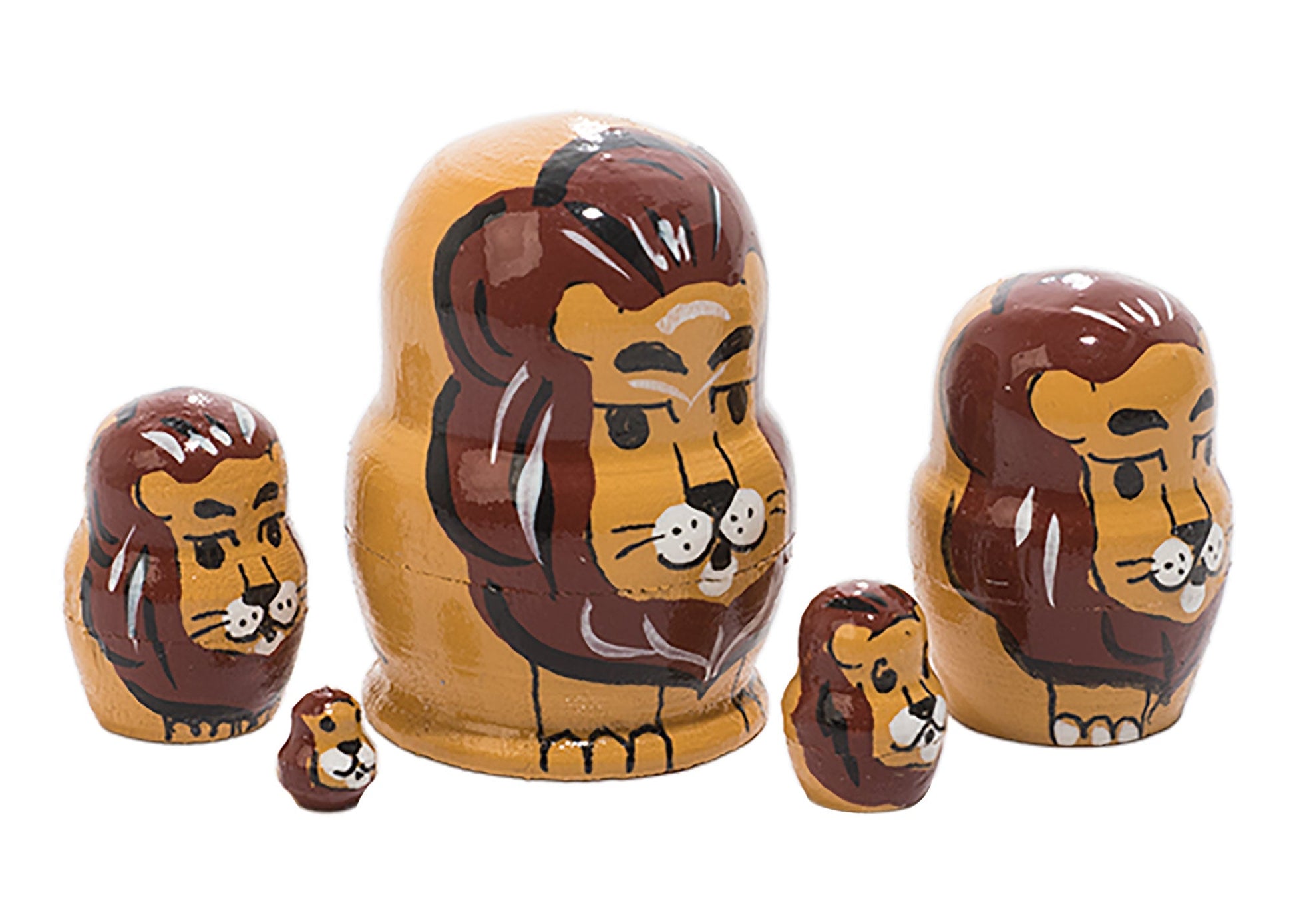 Cat Babushka Dolls Miniature Lion 5pc/1''