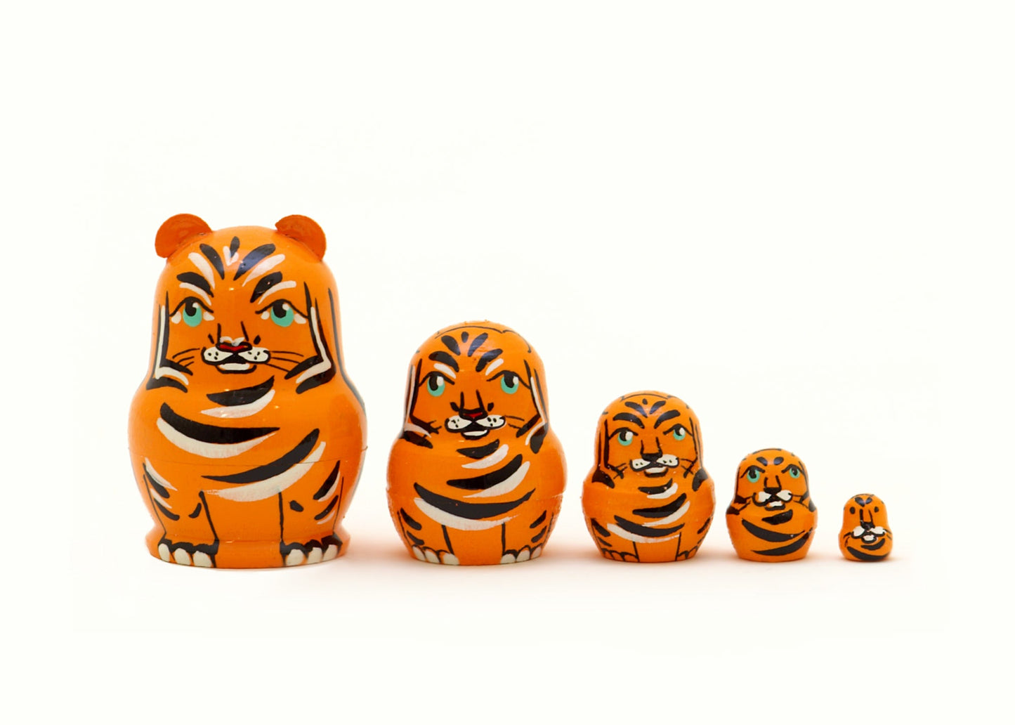 Cat Babushka Dolls Miniature Tiger 5pc/1''