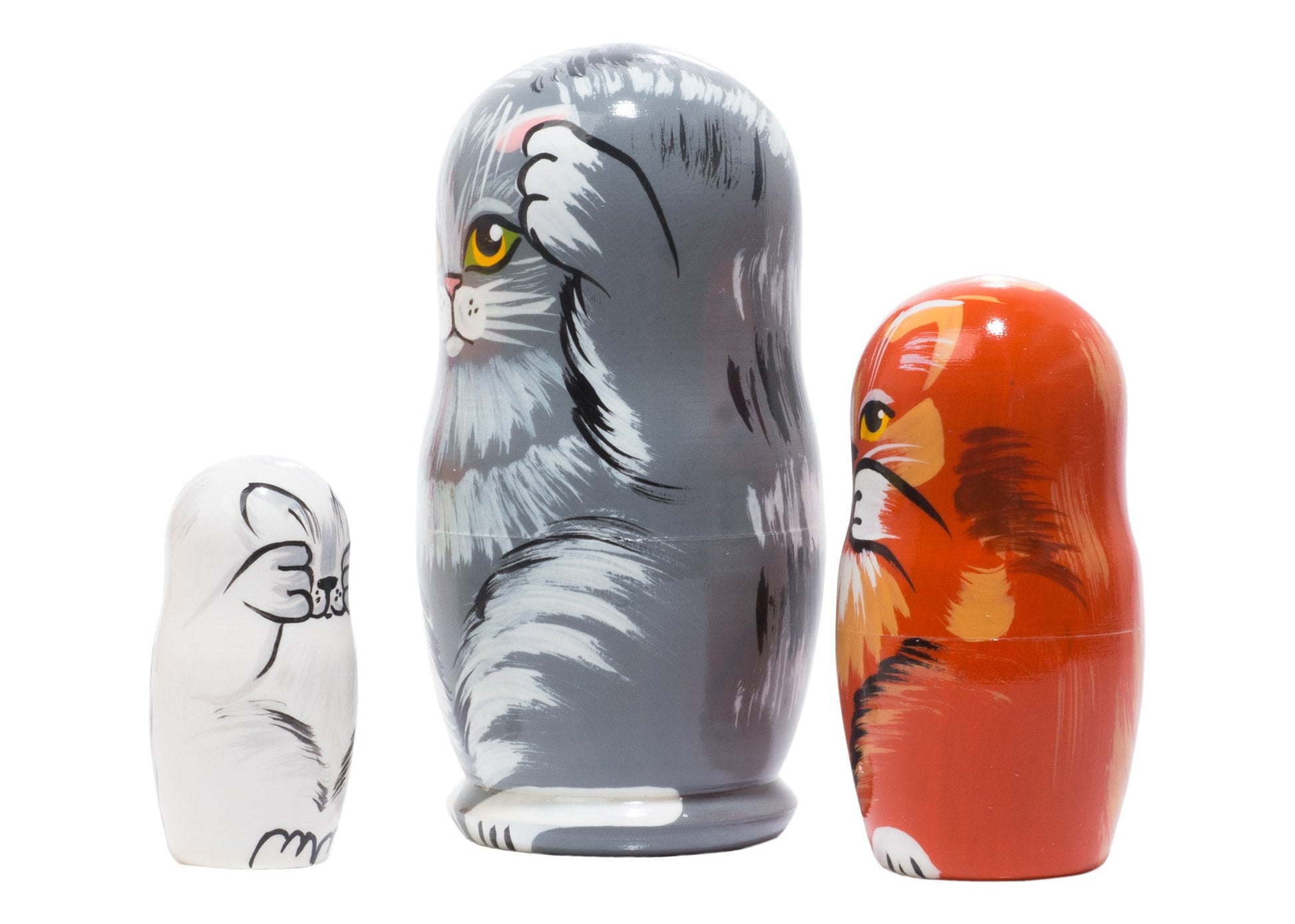 Cat Babushka Dolls See No Evil 3pc/4'' Wooden Russian Dolls