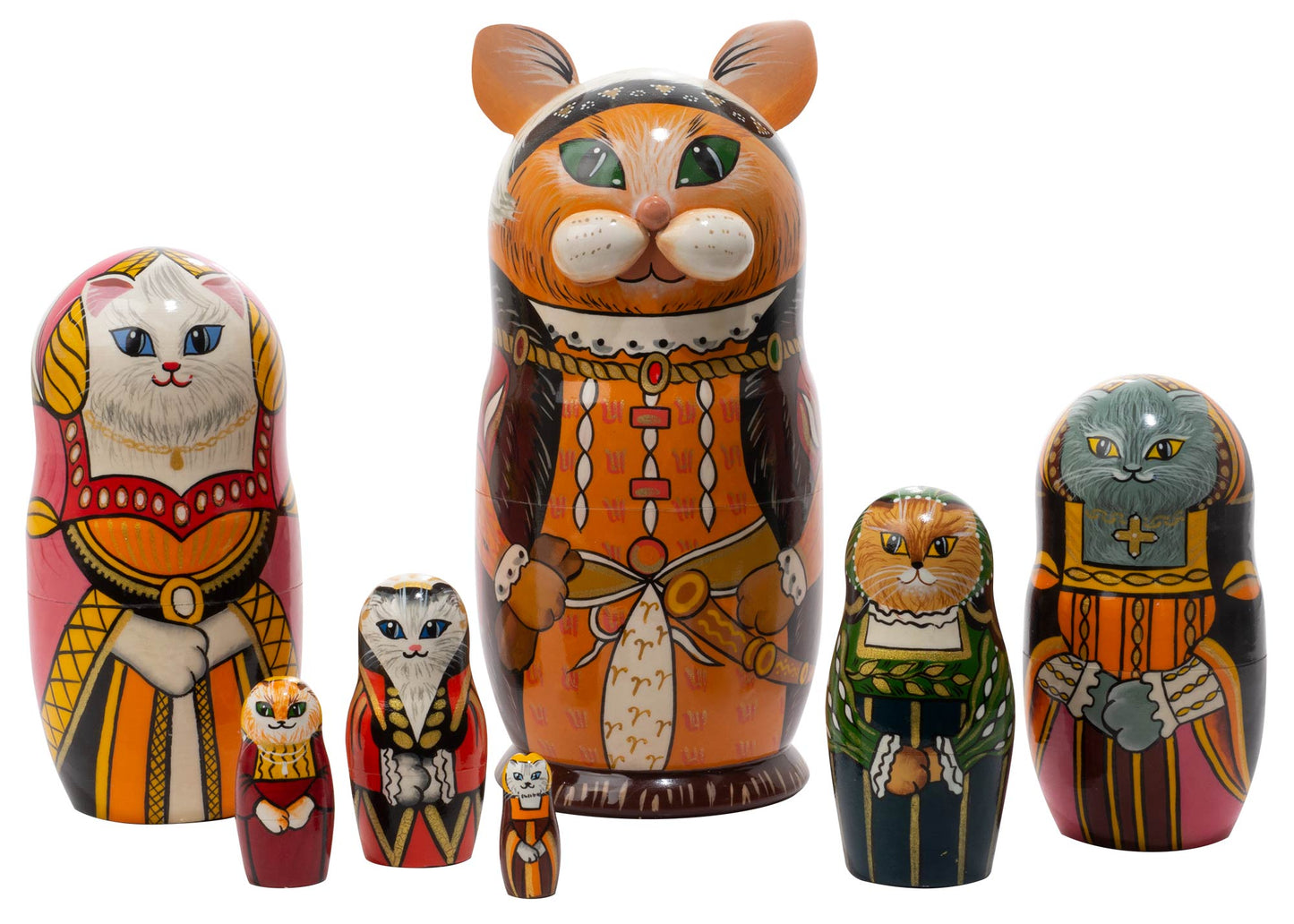 Cat Russian Dolls Henry VIII Cat 7pc/7"