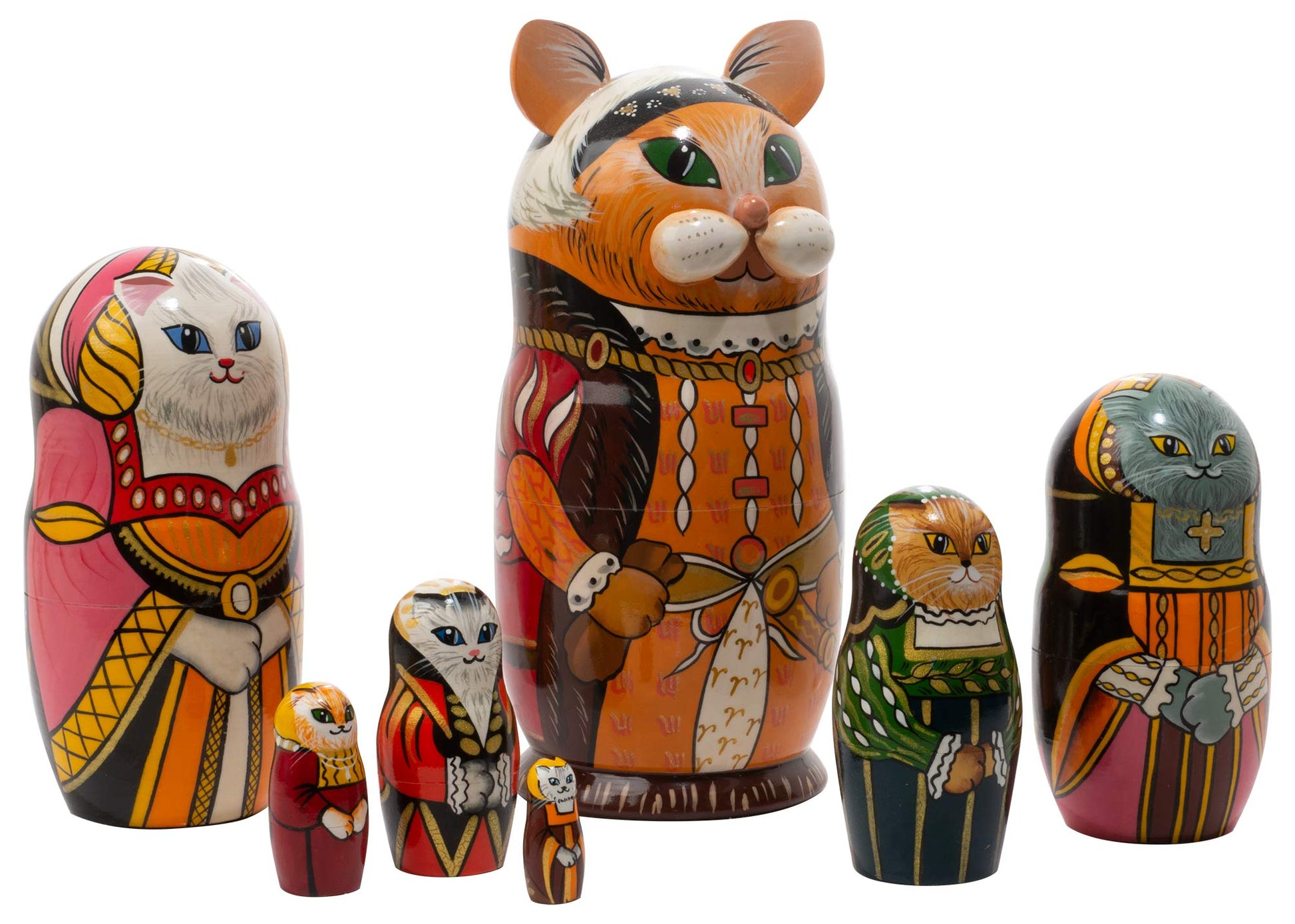 Cat Russian Dolls Henry VIII Cat 7pc/7"