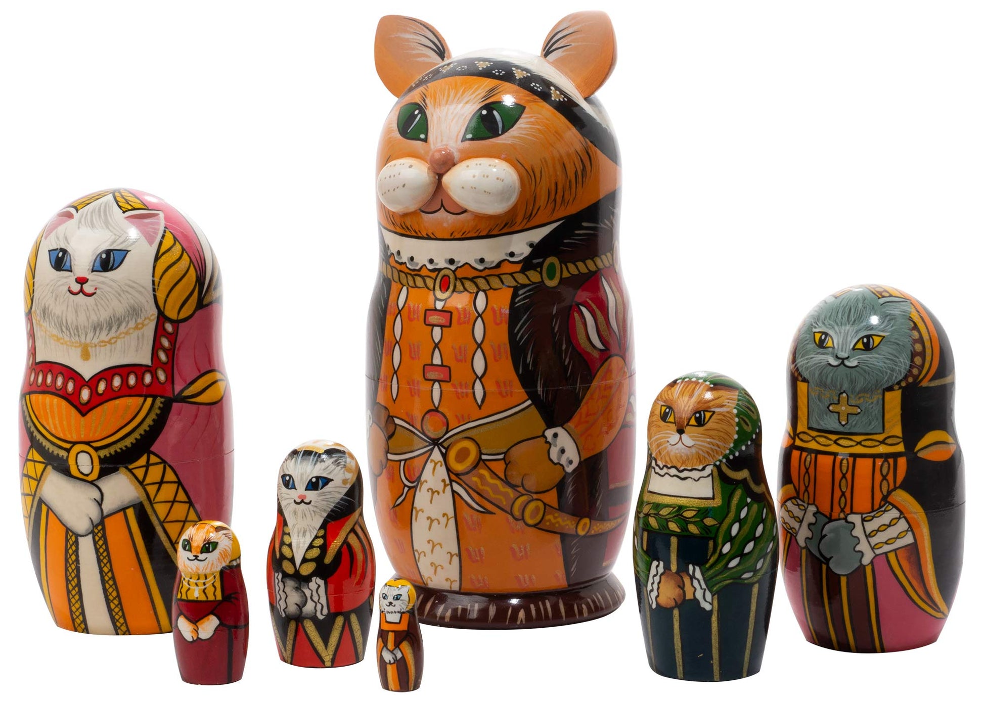 Cat Russian Dolls Henry VIII Cat 7pc/7"