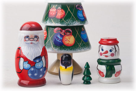 Stackable Doll Christmas Tree 5pc/8.5''