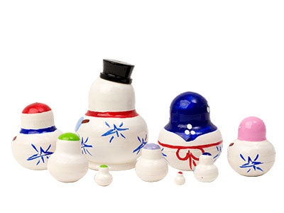 Christmas Babushka Dolls Miniature Snow Man 10pc/2''