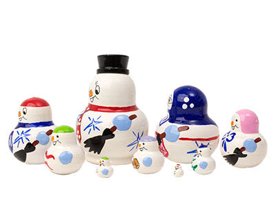 Christmas Babushka Dolls Miniature Snow Man 10pc/2''
