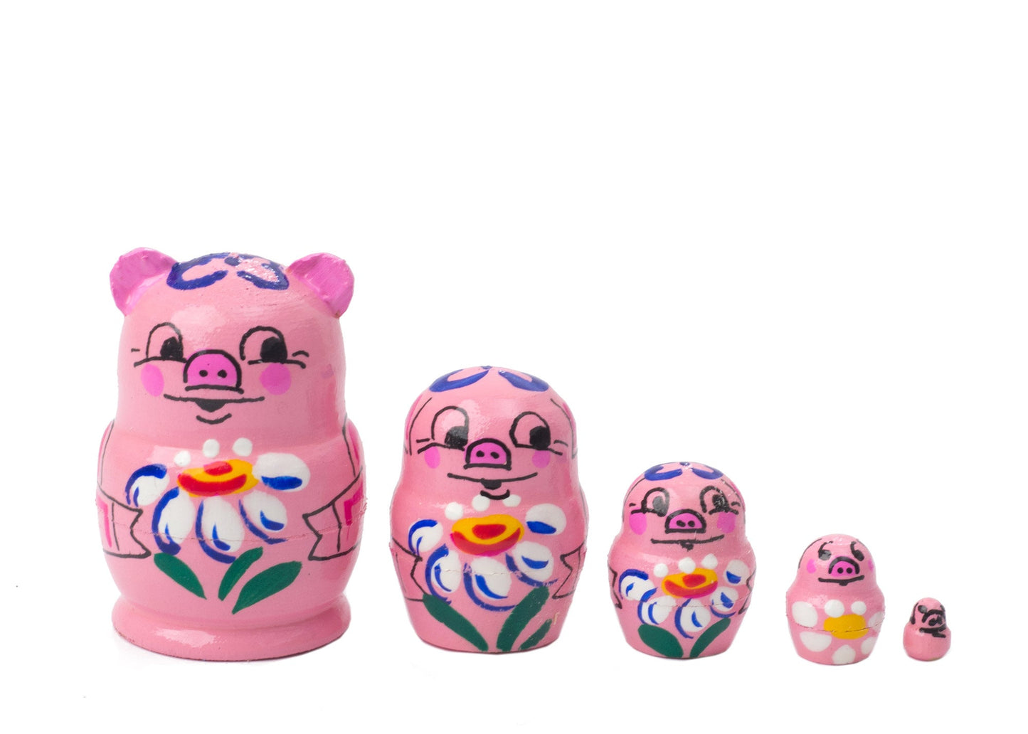 Farm Animal Nesting Dolls Miniature Pig 5pc/1''