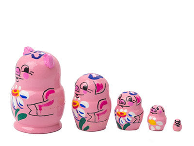 Farm Animal Nesting Dolls Miniature Pig 5pc/1''