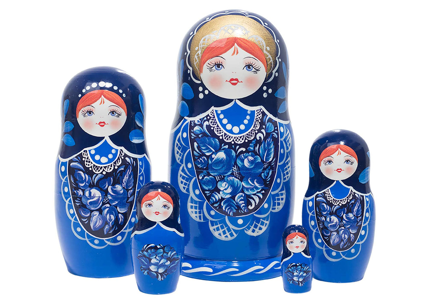 Matryoshka Stacking Dolls Blue Beauty 5pc/6''