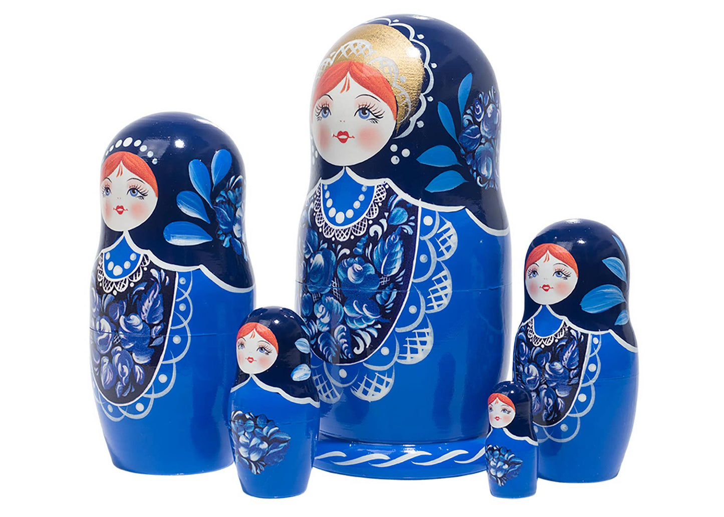 Matryoshka Stacking Dolls Blue Beauty 5pc/6''
