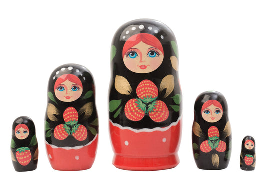 Matryoshka Stacking Dolls Khokhloma 5pc/4”