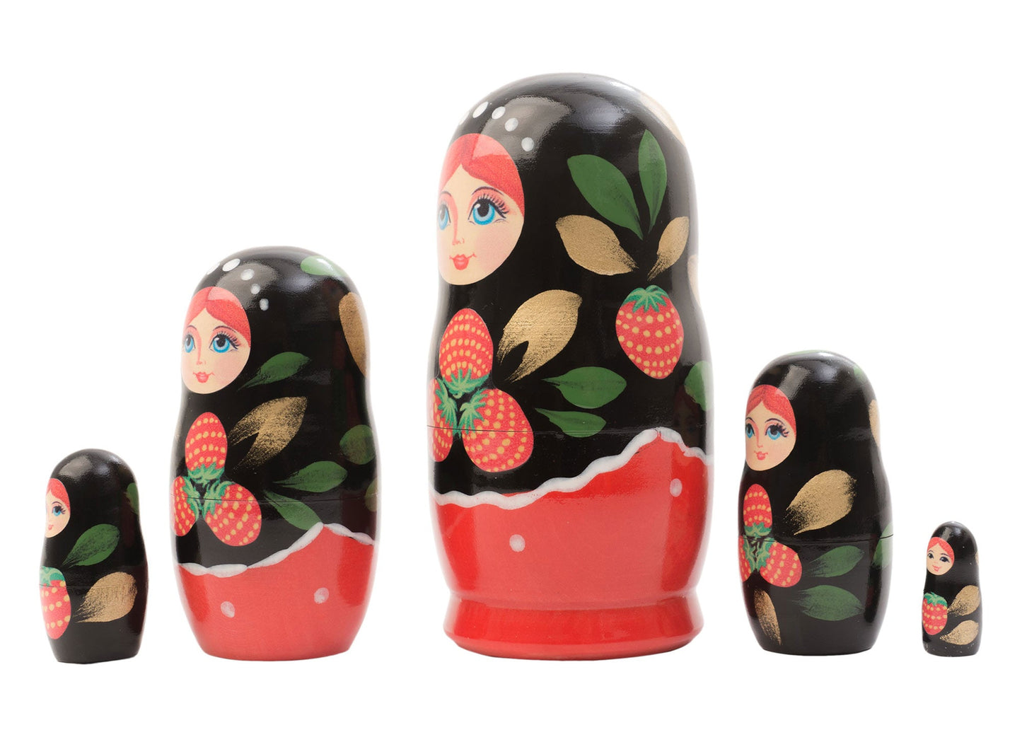 Matryoshka Stacking Dolls Khokhloma 5pc/4”