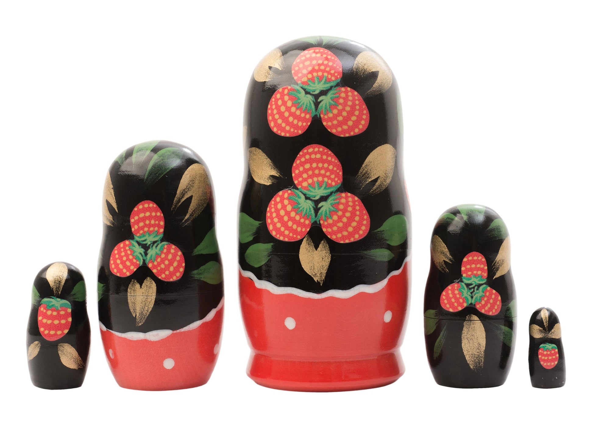 Matryoshka Stacking Dolls Khokhloma 5pc/4”
