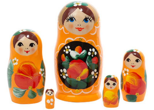 Matryoshka Stacking Dolls Orange 5pc/4"