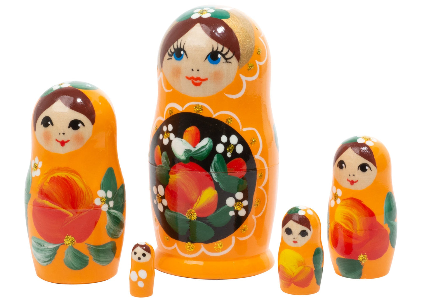 Matryoshka Stacking Dolls Orange 5pc/4"