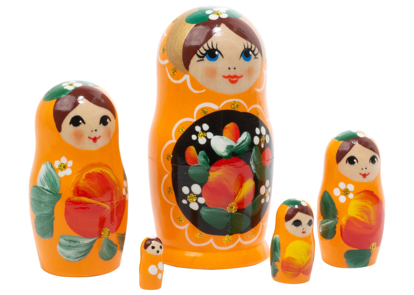 Matryoshka Stacking Dolls Orange 5pc/4"