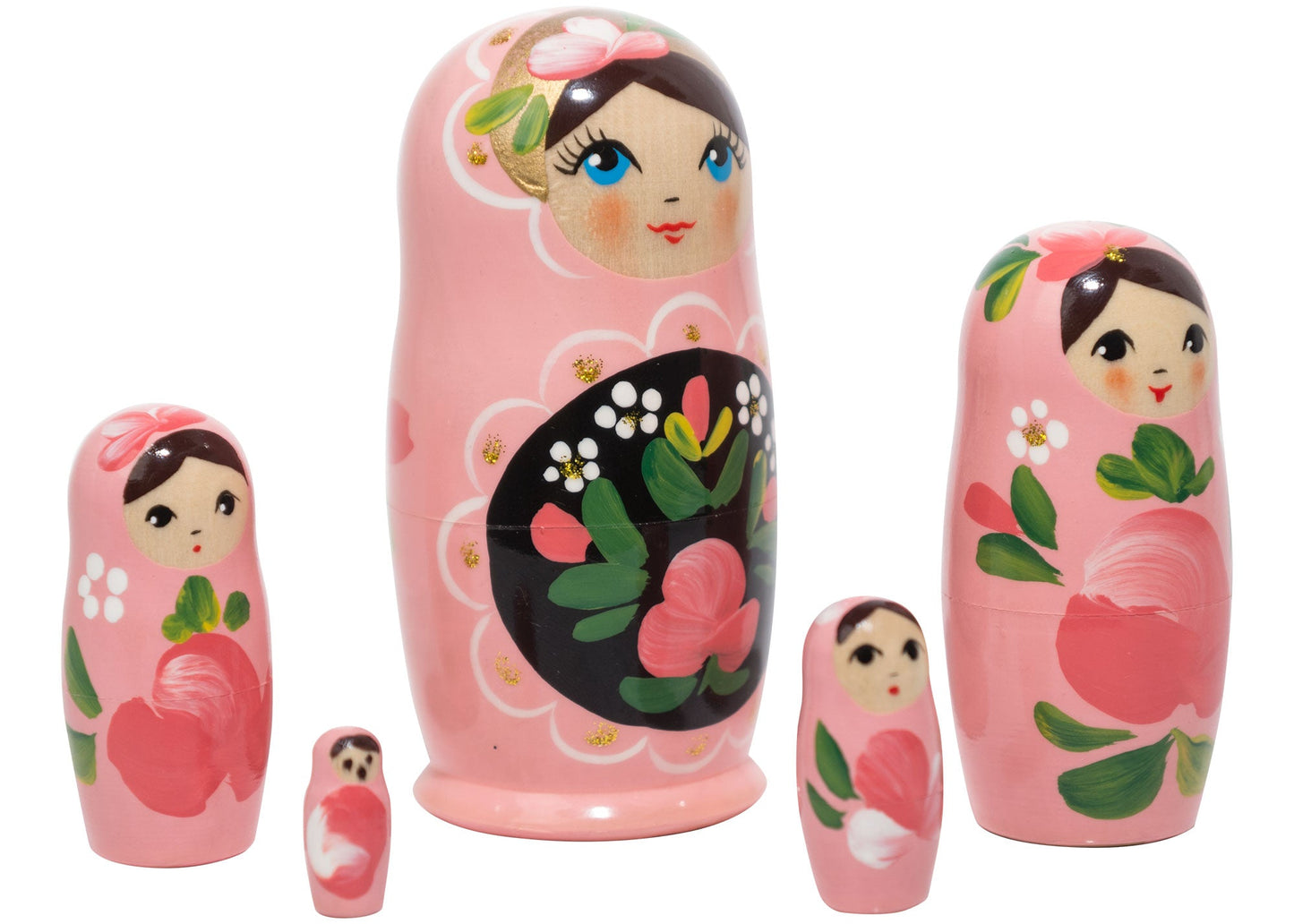 Matryoshka Stacking Dolls Pink 5pc/4"