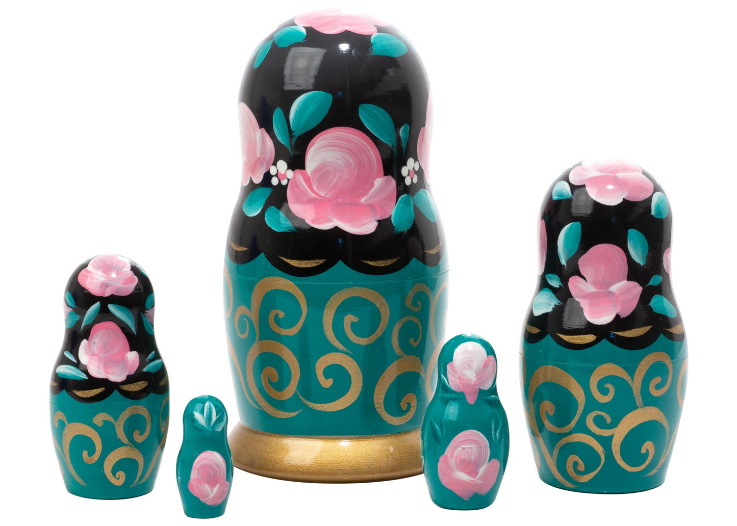 Matryoshka Stacking Dolls Teal 5pc/6''