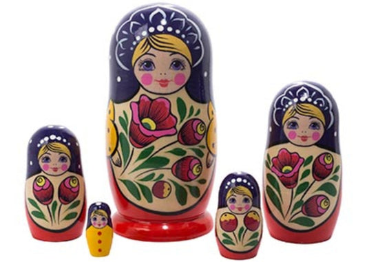 Matryoshka Stacking Dolls Volga 5pc/6”