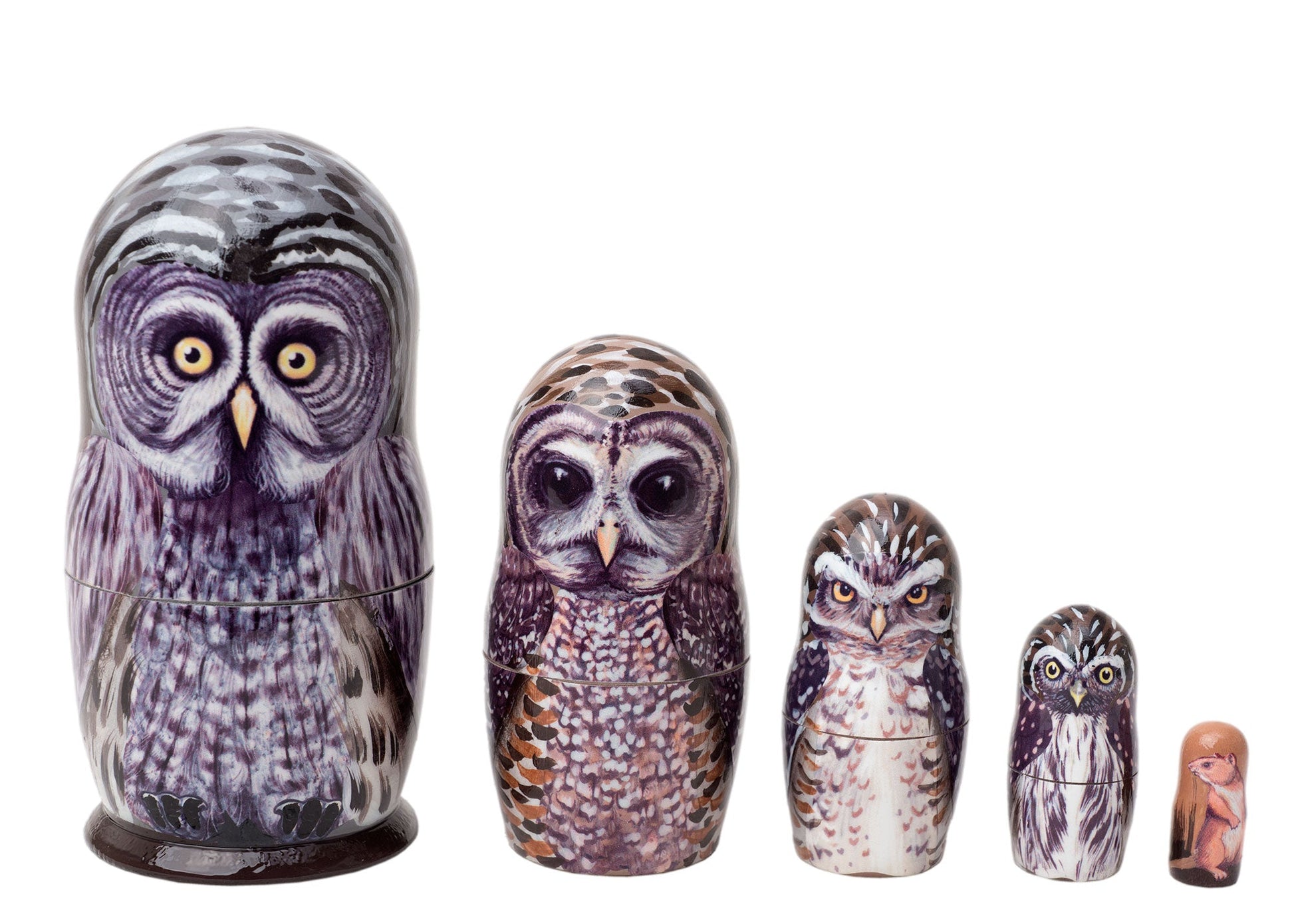 Owl Stacking Doll Great Grey Owls 5pc/4”