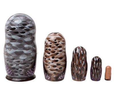 Owl Stacking Doll Great Grey Owls 5pc/4”